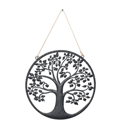 Round Metal Black Tree of Life