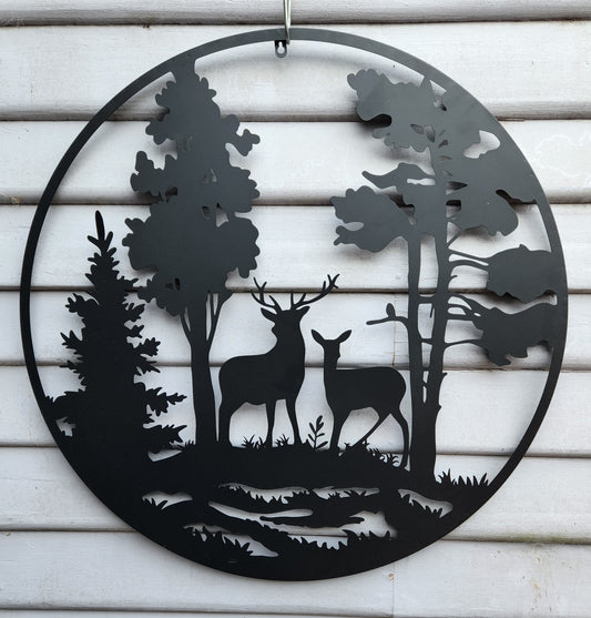 Deer in the forest - wall art  80cm